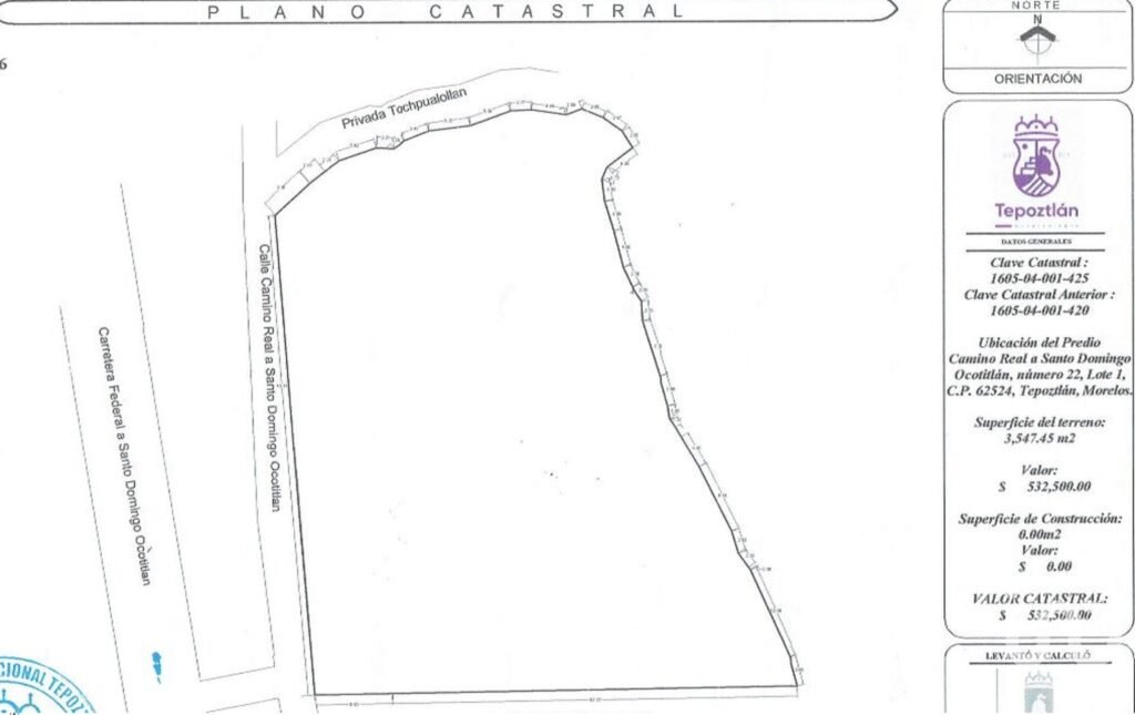 Terreno en Tepoztlán, Santo Domingo Ocotitltán, uso residencial