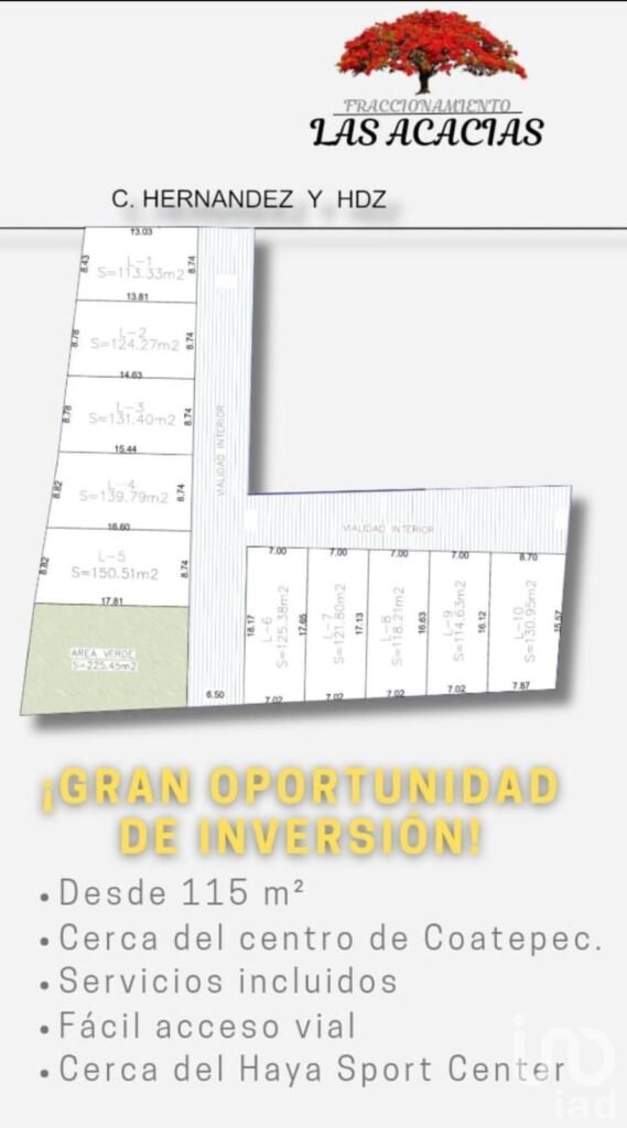 Venta de terrenos en Fraccionamiento las Acacias en Coatepec
