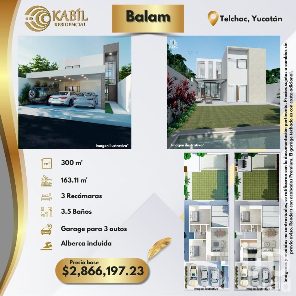Preventa desarrollo de casas en Kabil Residencial, Mérida, Yucatán. Modelo "Balam"