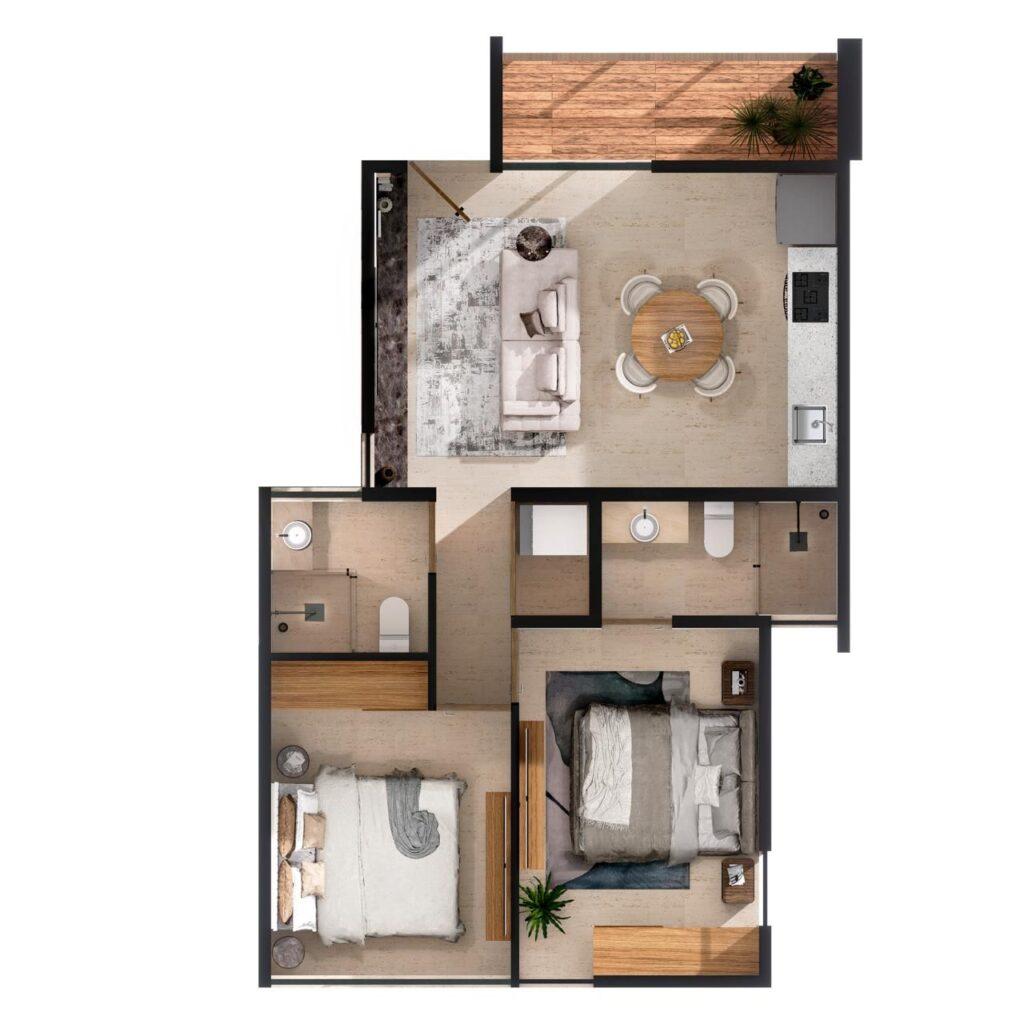 Departamento Moderno y Funcional en Mérida Norte – 2 Recámaras y 2 Baños