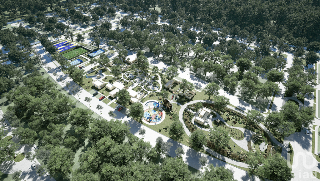 Terreno residencial a 12 km de playa Chuburna 4 Albercas Area Comercial y mas de 50 amenidades