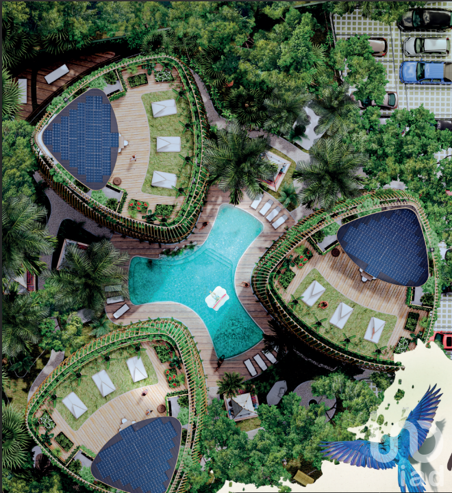 Departamento exclusivo en Campestre Cancún, 1 Recamara, Alberca, Estilo Tulúm en Cancún