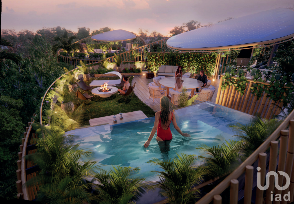 Departamento exclusivo en Campestre Cancún, 1 Recamara, Alberca, Estilo Tulúm en Cancún