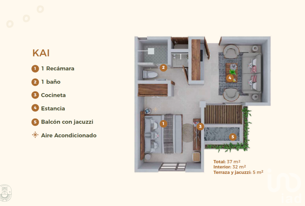 Departamento Boutique en Venta, KABAN HOLBOX - KAI, 37 m2