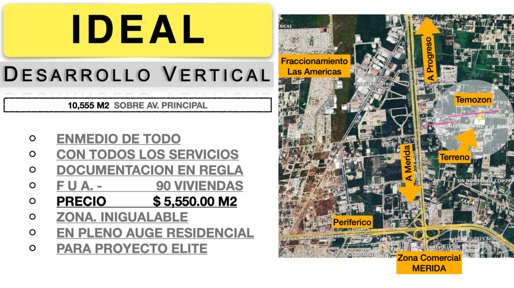 VTA - TERRENO - IDEAL DEPARTAMENTOS - TEMOZoN, MERIDA,YUC