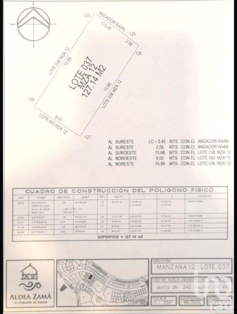 SE VENDE TERRENO DE 127 M2,  USO SUELO H3  160 000 USD EN TULUM, Aldea Zamá
