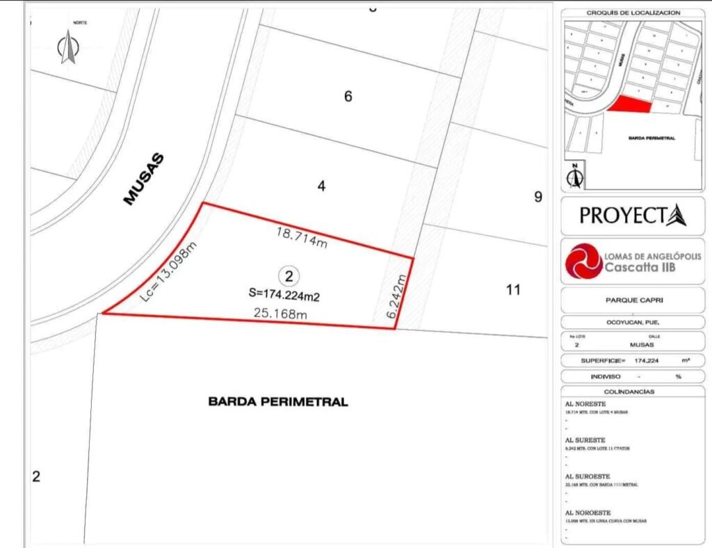 VENTA DE LOTE EN LOMAS DE ANGELÓPOLIS PARQUE CAPRI