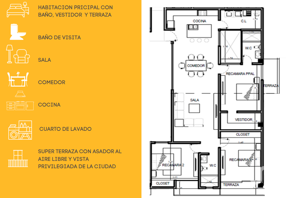 Preventa depa 3 recámaras en Torre Residencial Sierra Hermosa