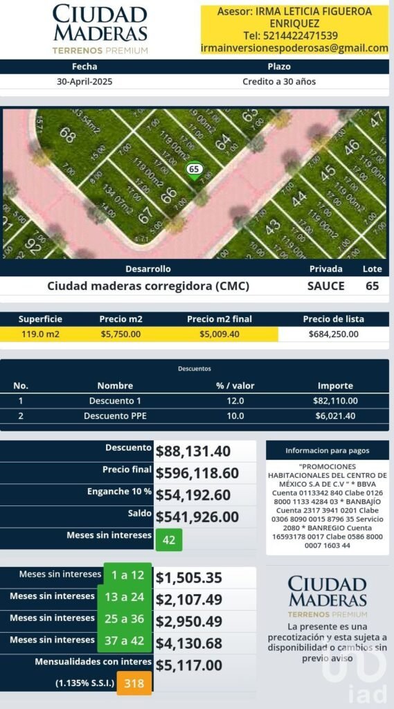 TERRENO PREMIUM QUERETARO CORREGIDORA CON 20 AMENIDADES SAUCE 65 119 M2