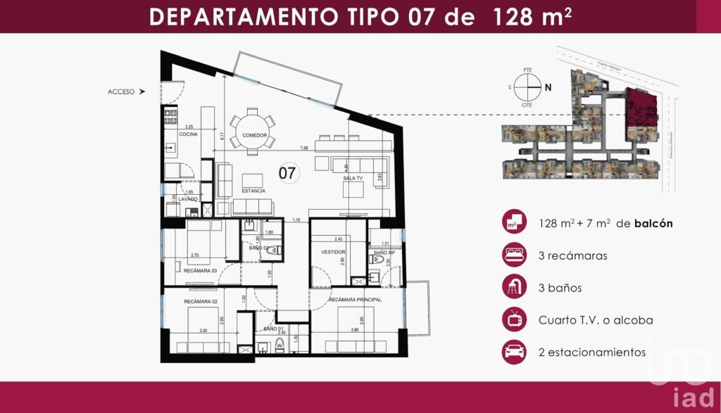 Departamento nuevo en venta. San Rafael, Cuauhtemoc, CDMX, 128m2 + 7m2 balcon