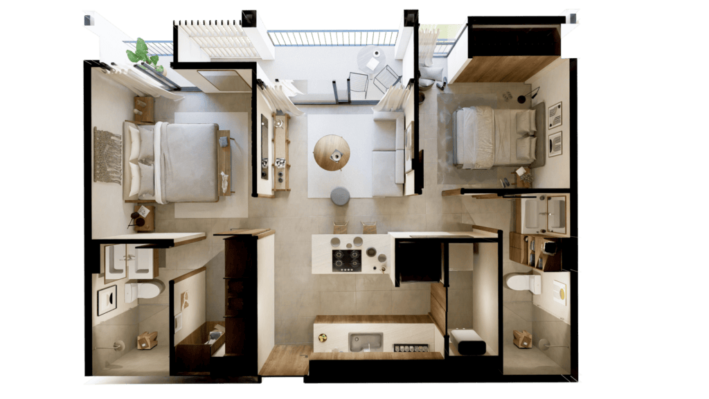 Departamento 2 recámaras, venta, cercano a Parque el mirador, Cancún, amenidades de lujo.