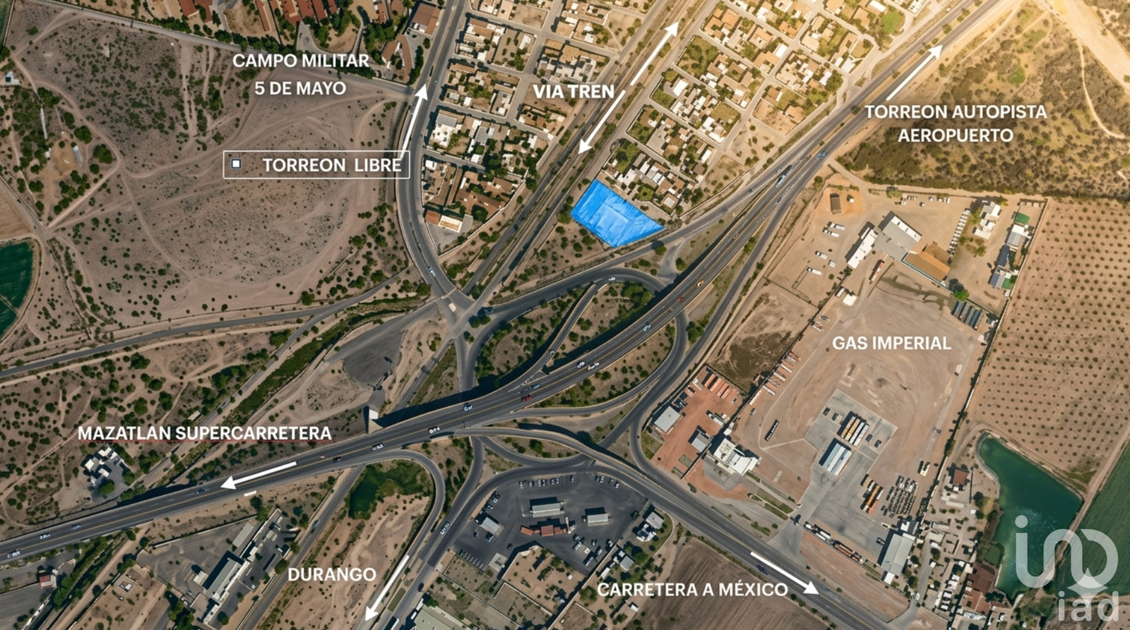 Terreno en Venta, Poblado 5 de Mayo entre vías del tren y Distribuidor Vial son 3,145 M2