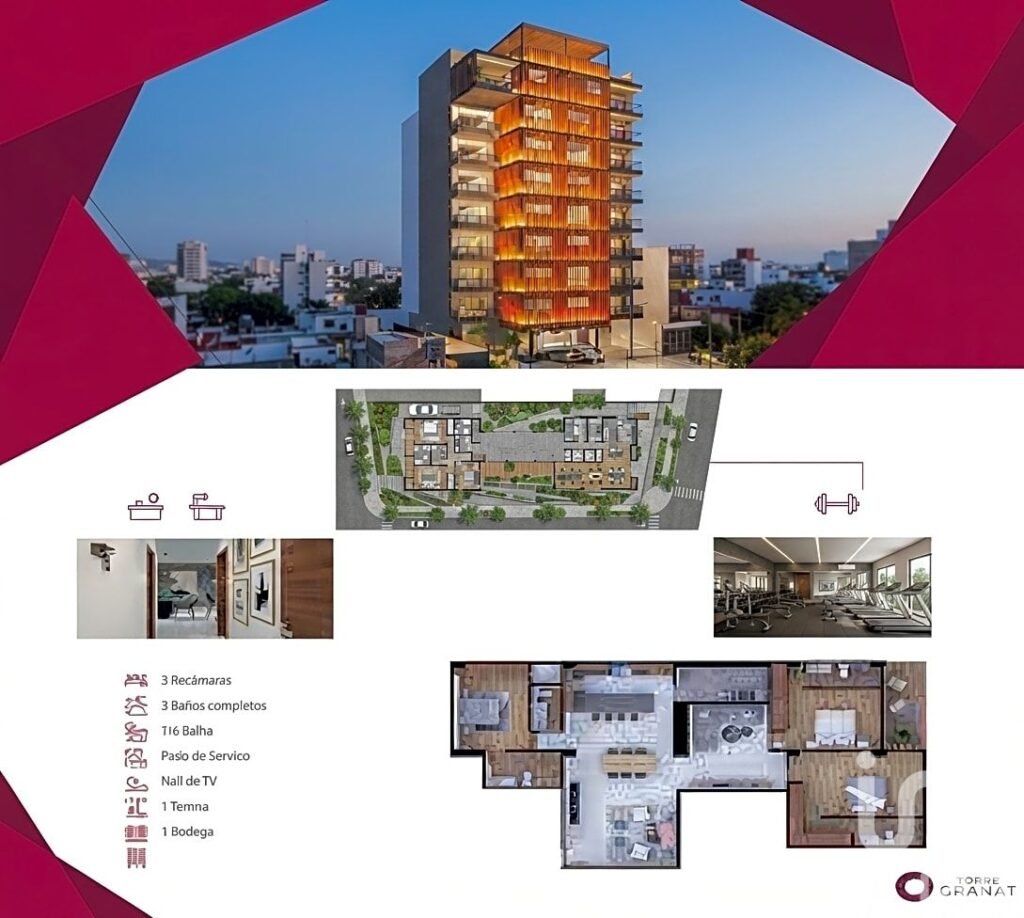 DEPARTAMENTOS 3 rec. EN VENTA -TORRE GRANAT - desde $5,746,772 hasta $5,944,993 - mod. Cuarzo